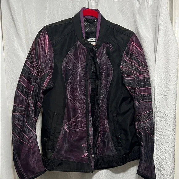 Harley-Davidson Black and Purple Women's Riding Jacket - Picture 1 of 13